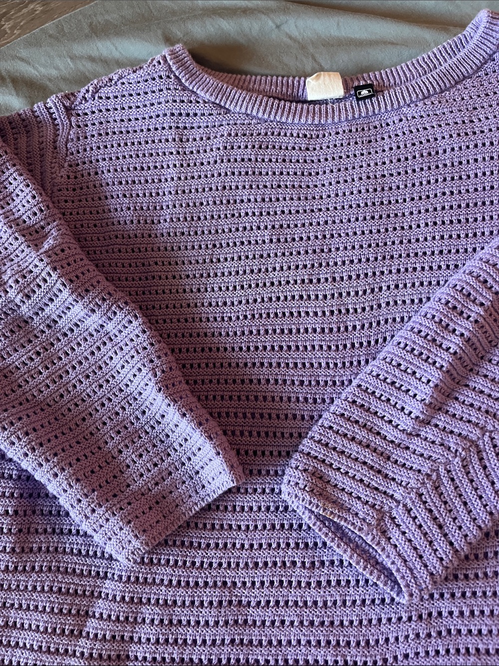 100% cotton Lilac / light purple Open-Knit open weave Women’s Sweater XL -